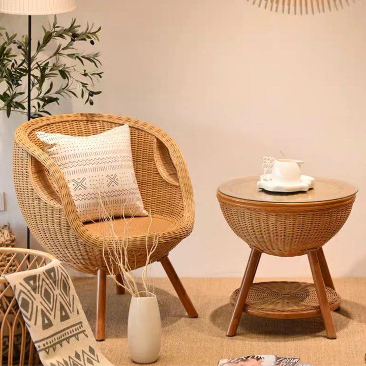 BUSRE Rustic Rattan Outdoor Chair