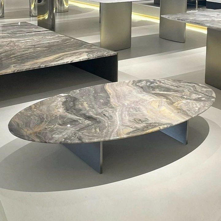 BROCEL Modern Oval Marble Coffee Table