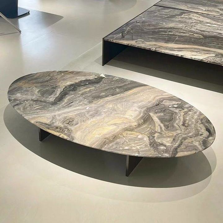 BROCEL Modern Oval Marble Coffee Table