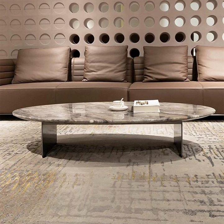 BROCEL Modern Oval Marble Coffee Table