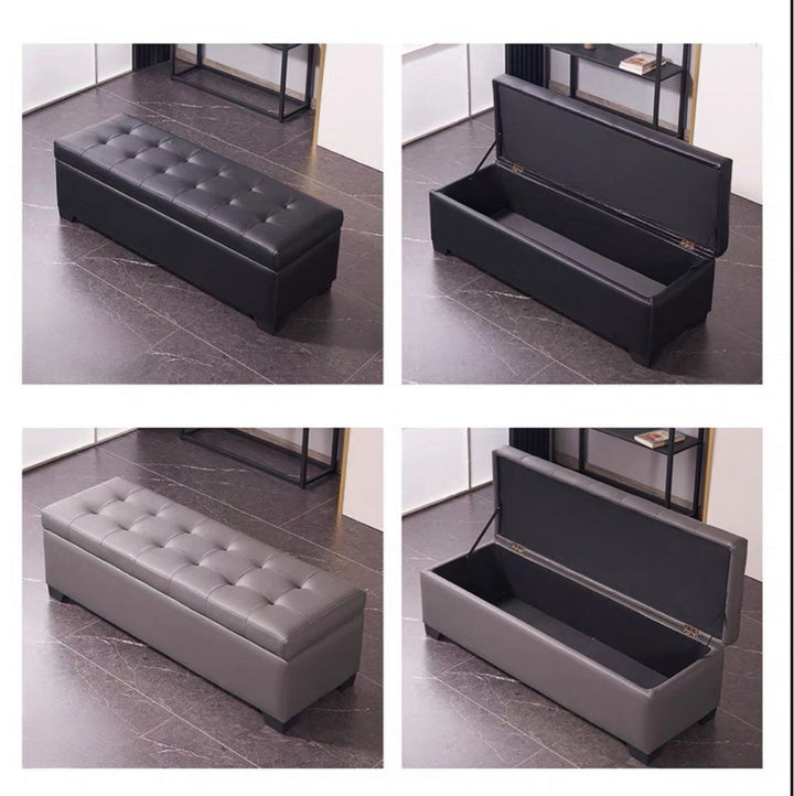 CAMDEN Modern Leather Storage Bench