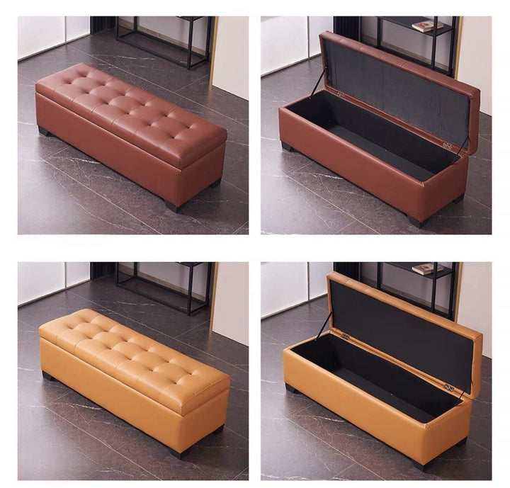 CAMDEN Modern Leather Storage Bench