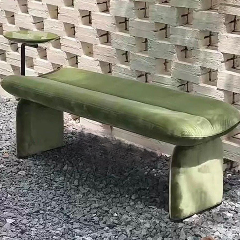 DARIKA Modern Velvet Bench With Side Table