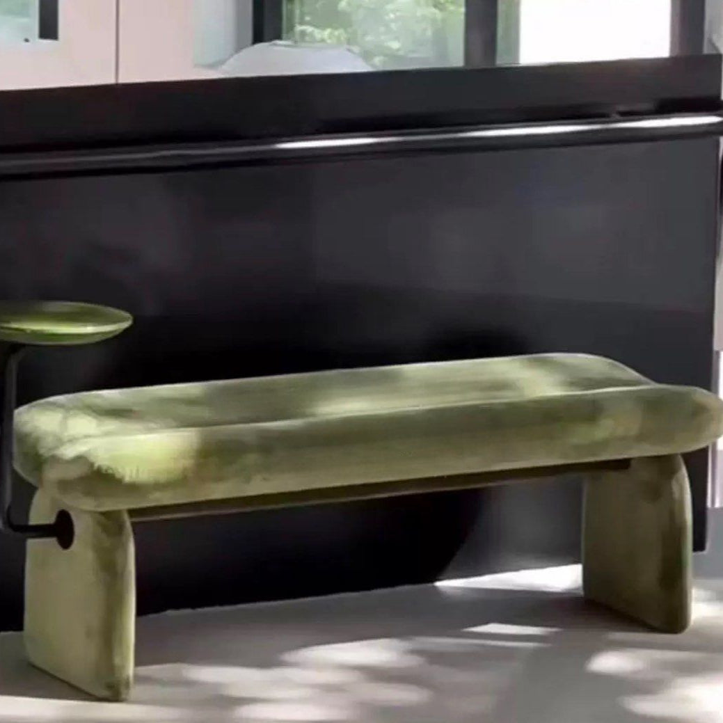 DARIKA Modern Velvet Bench With Side Table
