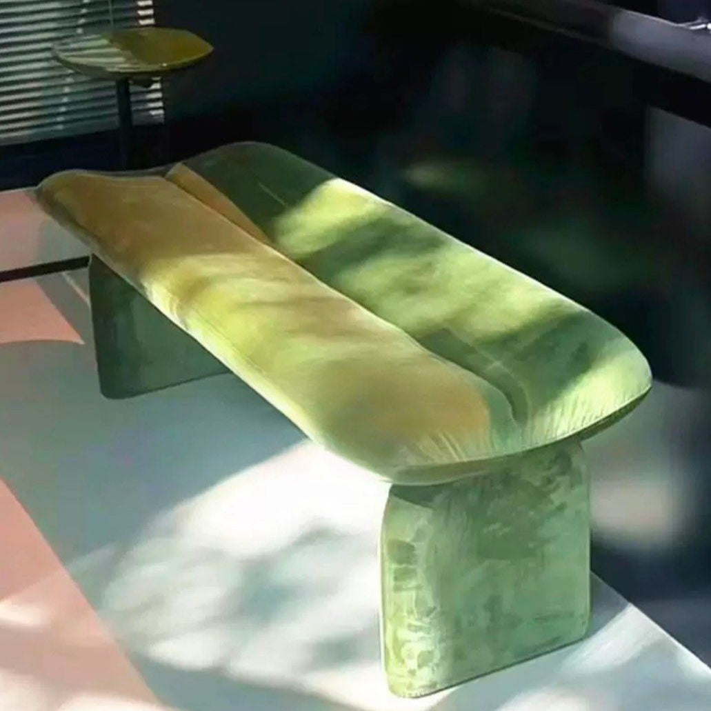 DARIKA Modern Velvet Bench With Side Table