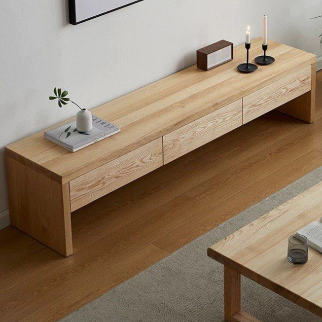 STECHI Modern Solid Oak Wood TV Console