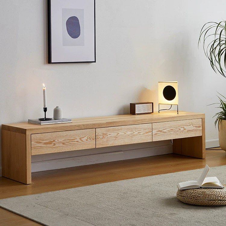 STECHI Modern Solid Oak Wood TV Console