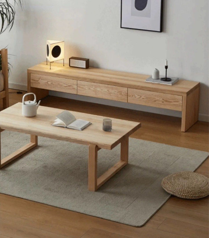 STECHI Modern Solid Oak Wood TV Console
