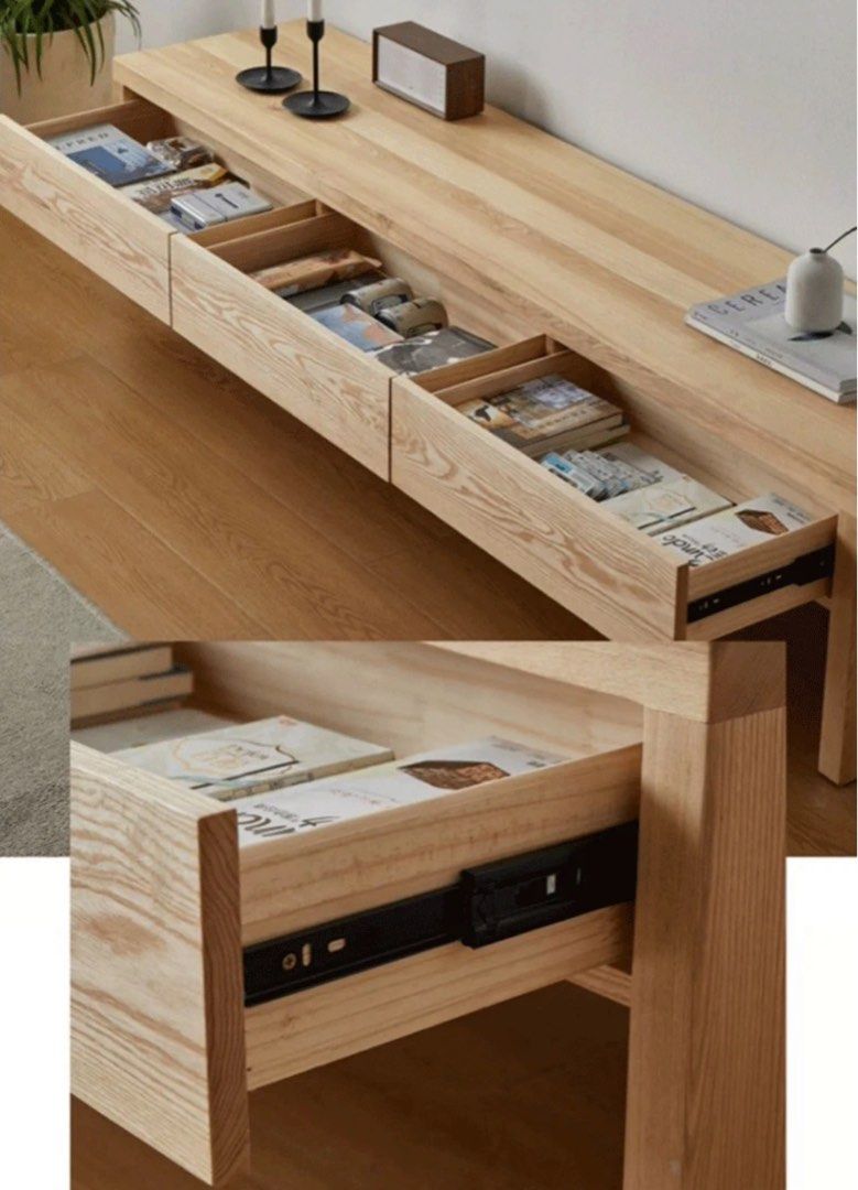 STECHI Modern Solid Oak Wood TV Console