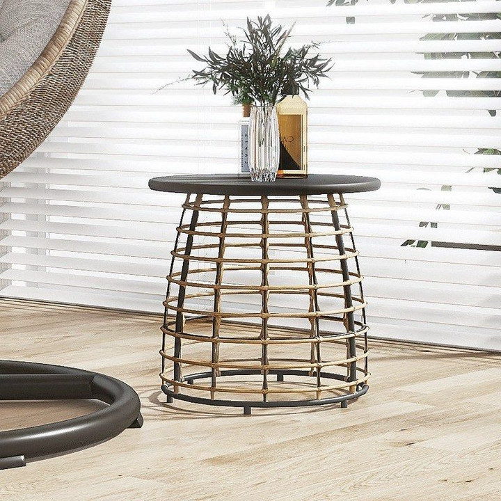 CLEO Rustic Rattan Side Table