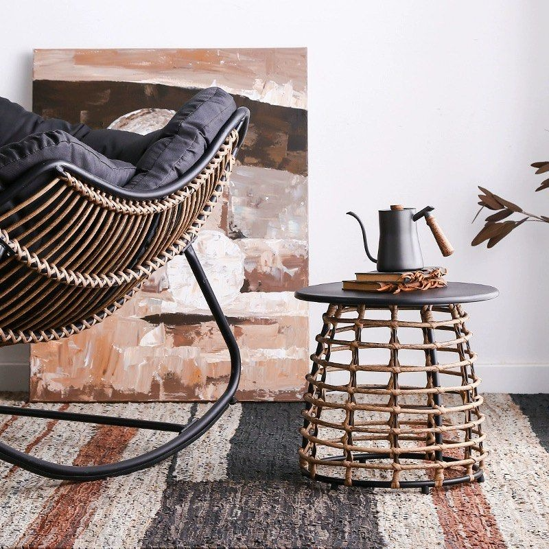 CLEO Rustic Rattan Side Table