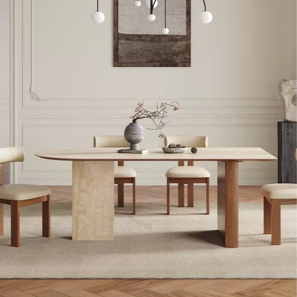 BILLIE Modern Travertine Dining Table