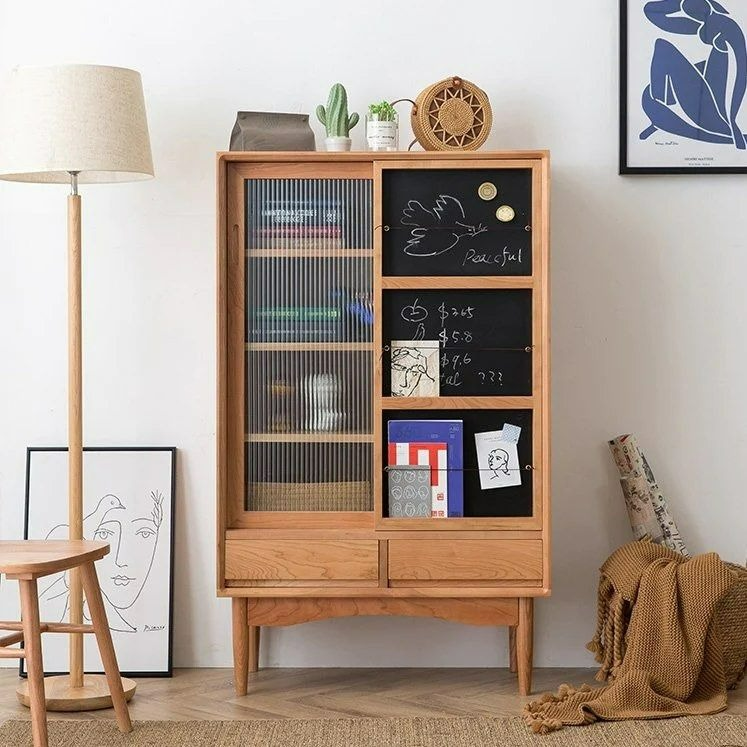 STRADA Wood Bookcase With Chalkboard