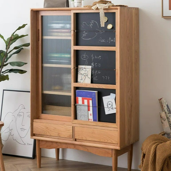 STRADA Wood Bookcase With Chalkboard