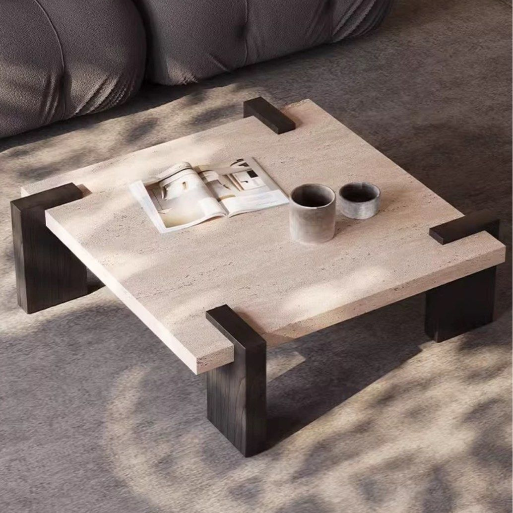 STEFANI Modern Travertine Coffee Table