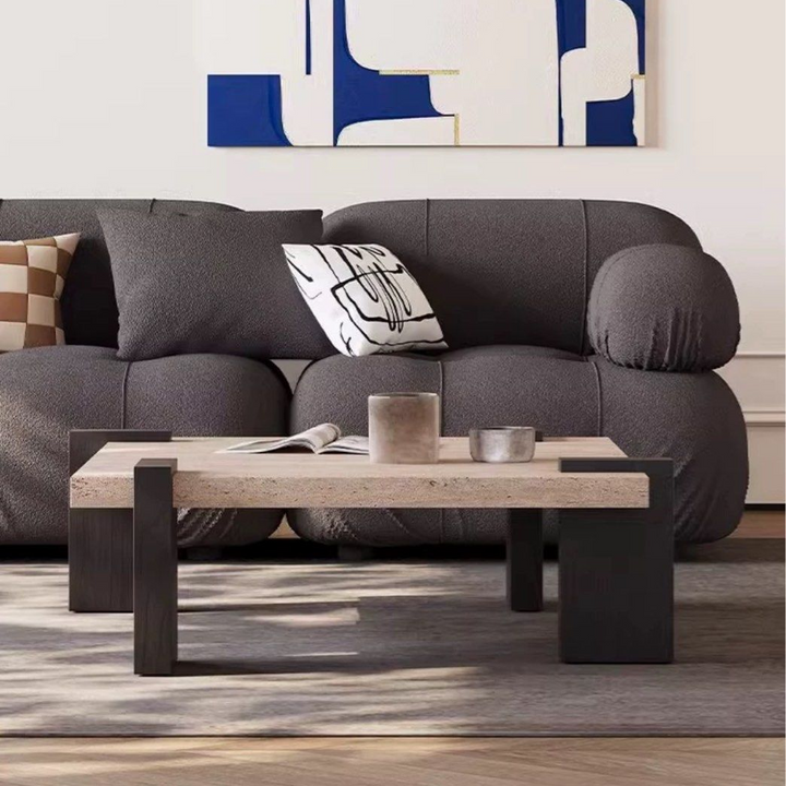 STEFANI Modern Travertine Coffee Table