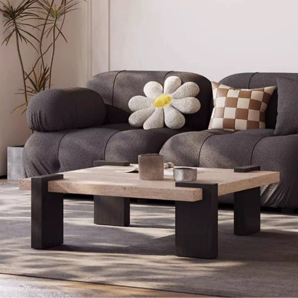 STEFANI Modern Travertine Coffee Table