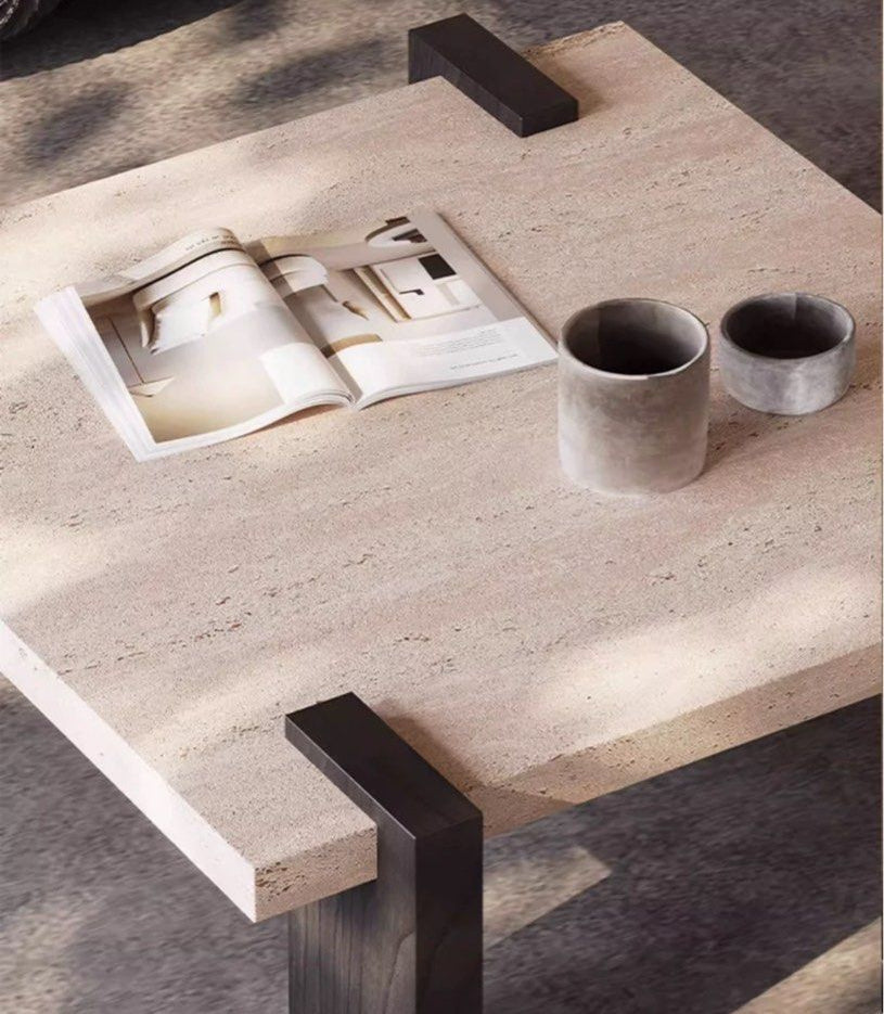 STEFANI Modern Travertine Coffee Table