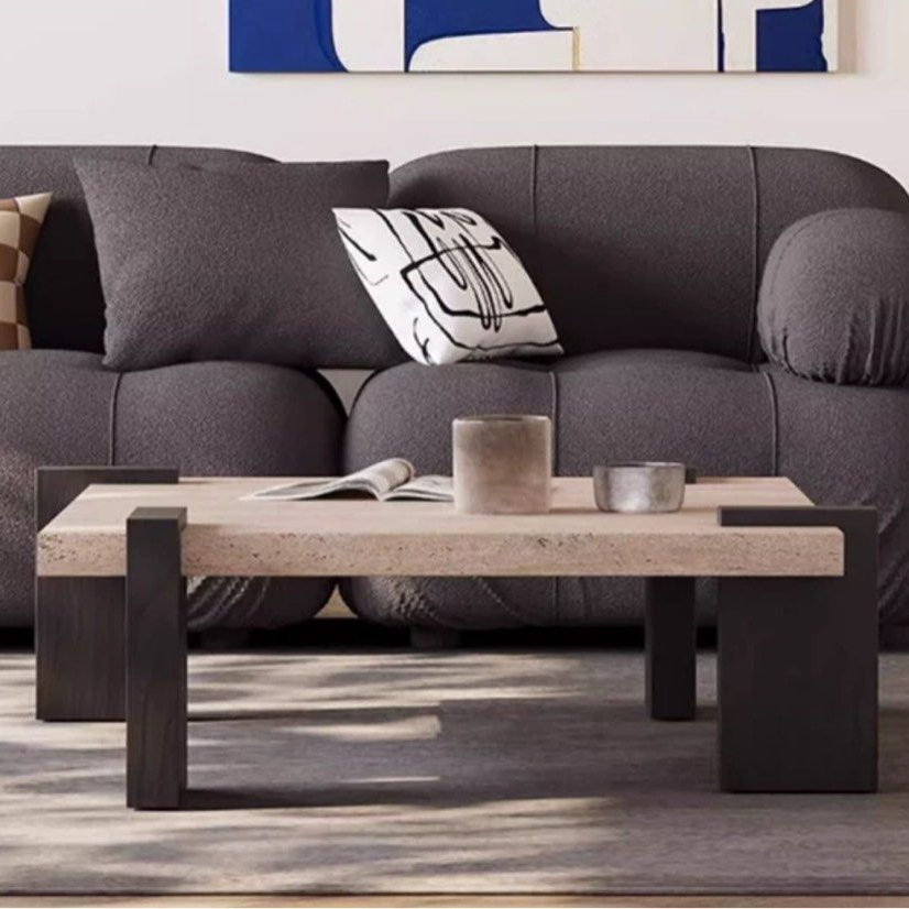 STEFANI Modern Travertine Coffee Table
