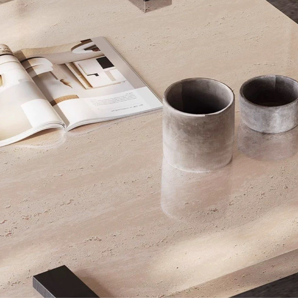 STEFANI Modern Travertine Coffee Table