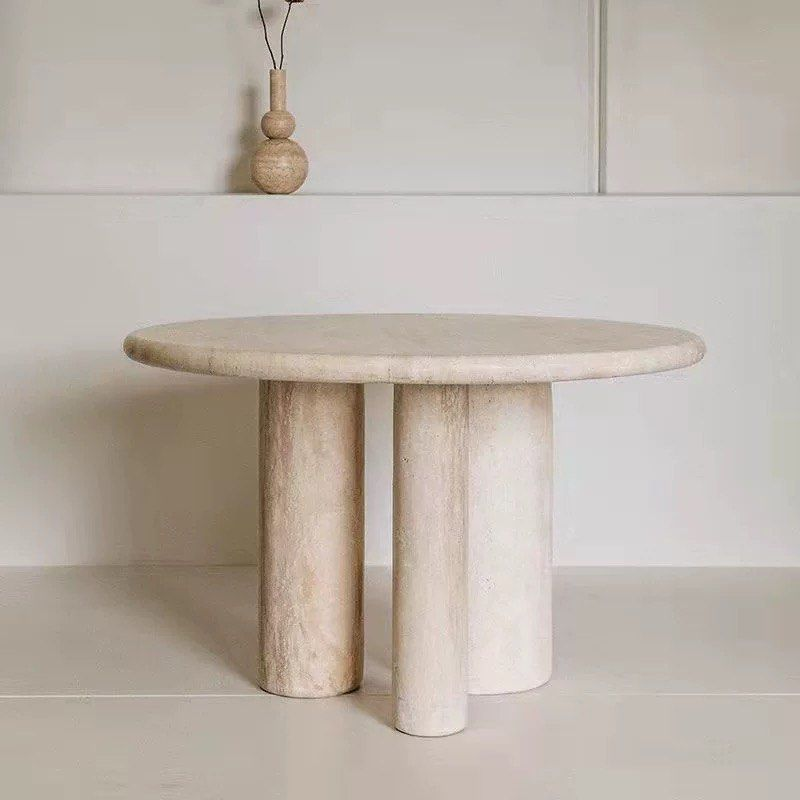 COOPER Modern Travertine Round Dining Table