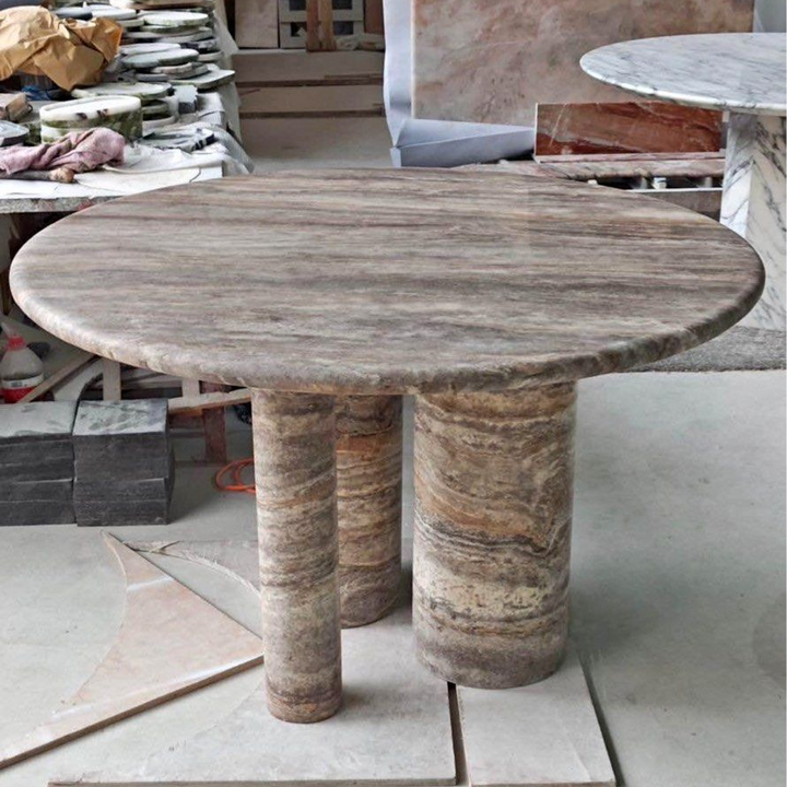 COOPER Modern Travertine Round Dining Table
