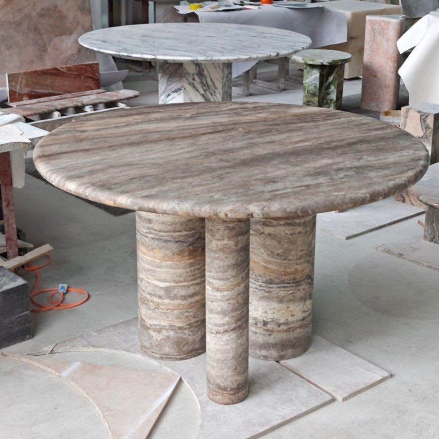 COOPER Modern Travertine Round Dining Table