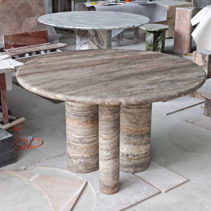 COOPER Modern Travertine Round Dining Table