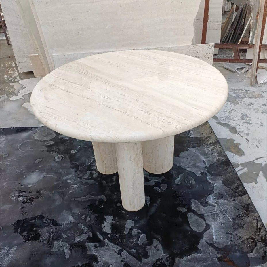 COOPER Modern Travertine Round Dining Table