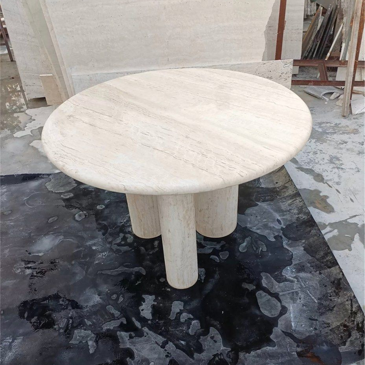 COOPER Modern Travertine Round Dining Table