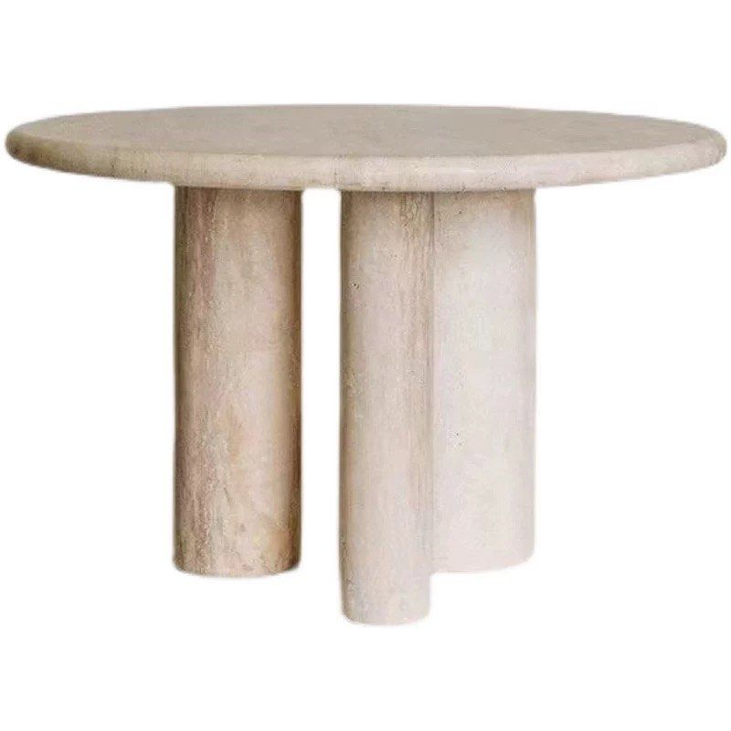 COOPER Modern Travertine Round Dining Table