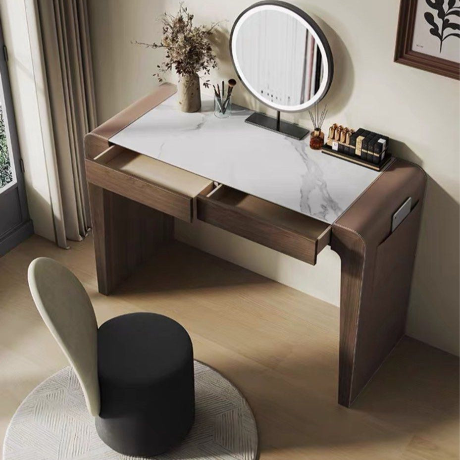 SKYTAL Modern Walnut Vanity Table