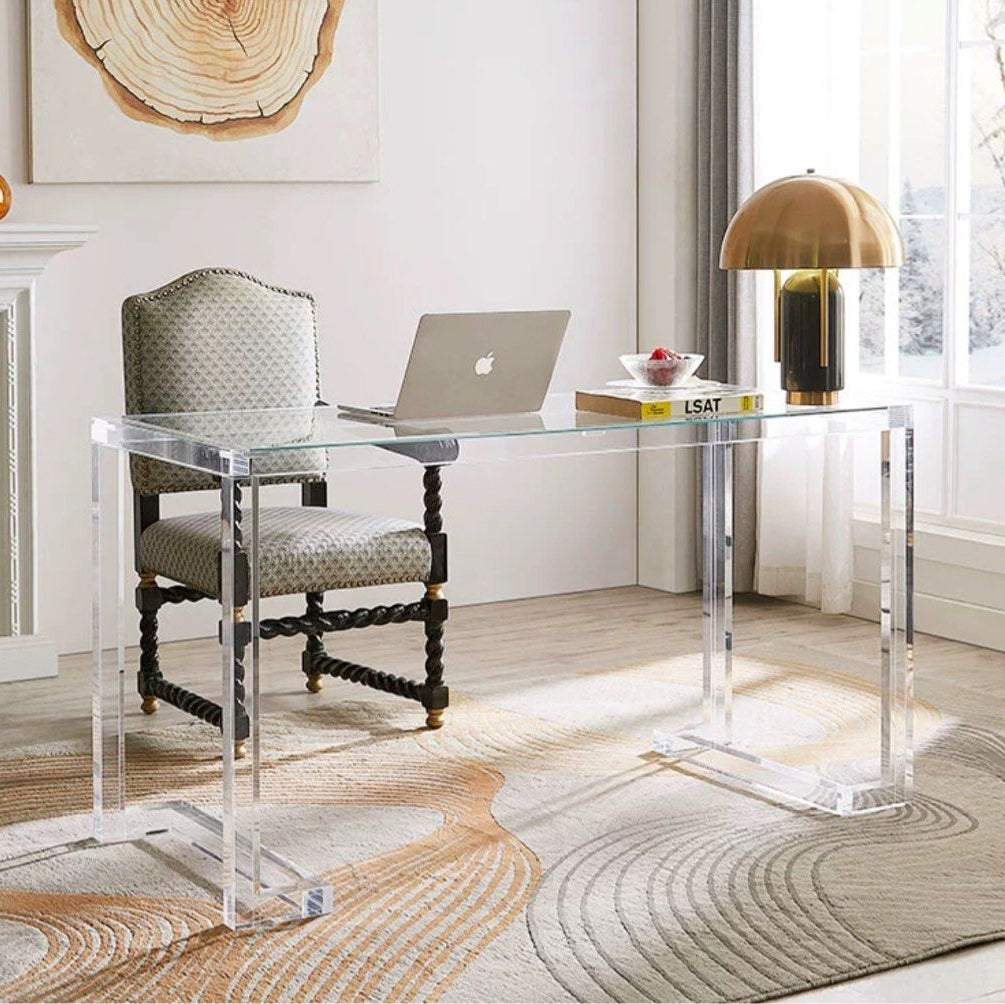 CAELUS Modern Clear Glass Desk