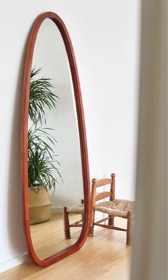 SOL Modern Pine Wood Standing Mirror