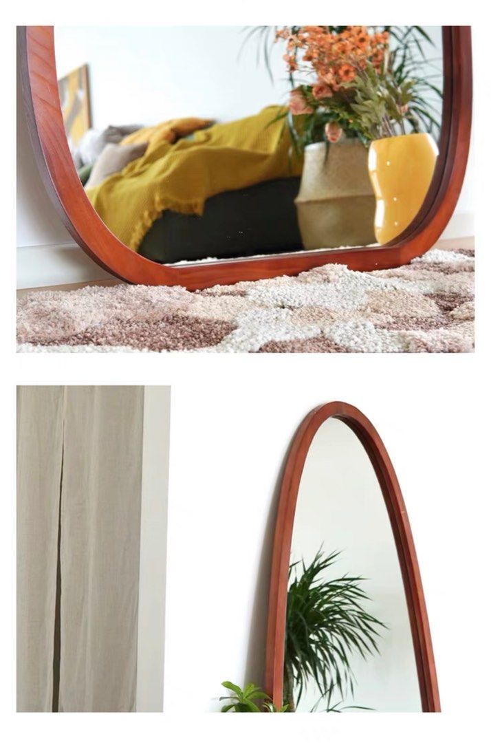 SOL Modern Pine Wood Standing Mirror