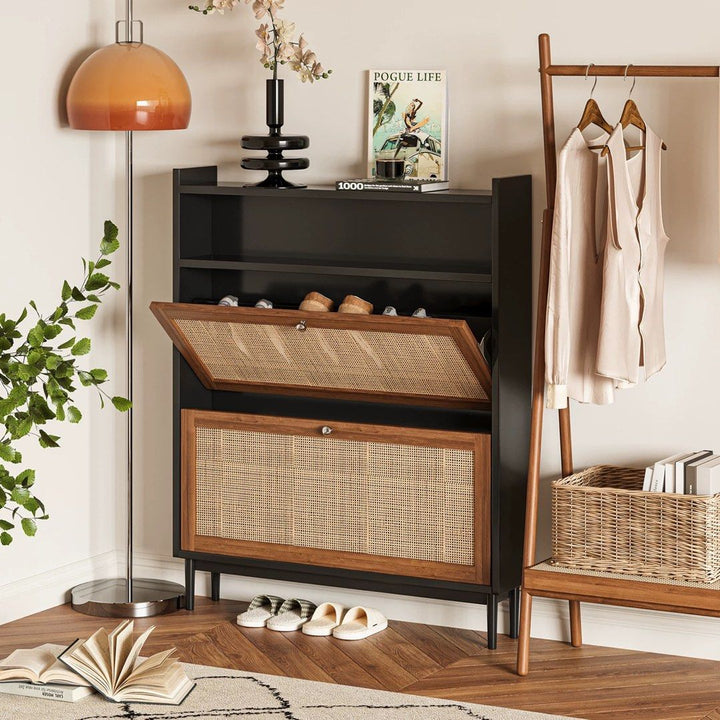 SOLIN Vintage Rattan Shoe Cabinet