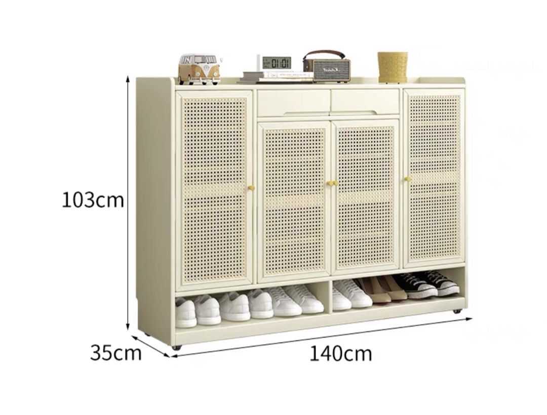SONJA Japandi Rattan Shoe Cabinet