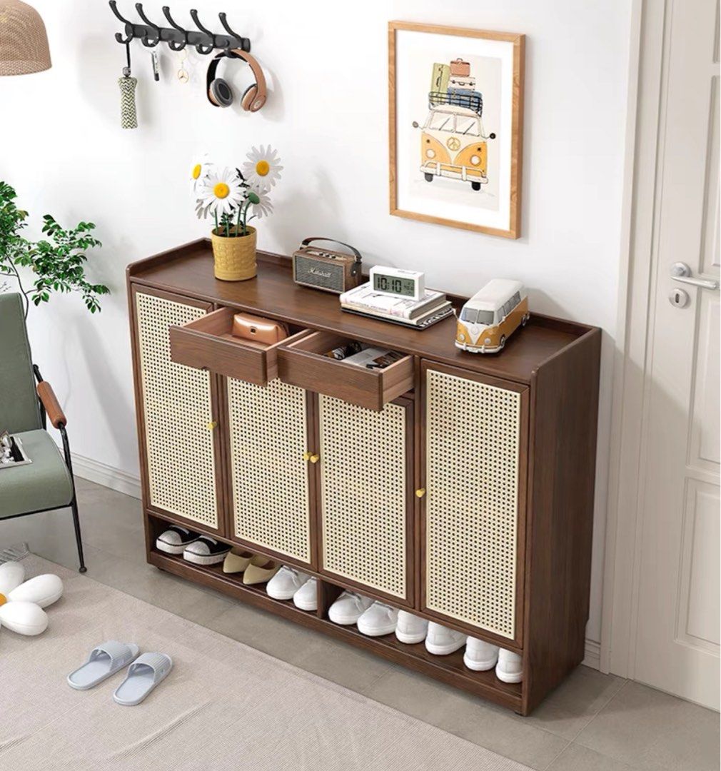 SONJA Japandi Rattan Shoe Cabinet