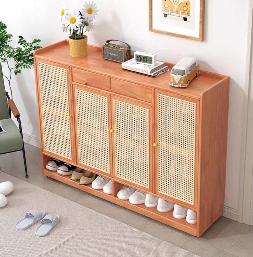 SONJA Japandi Rattan Shoe Cabinet
