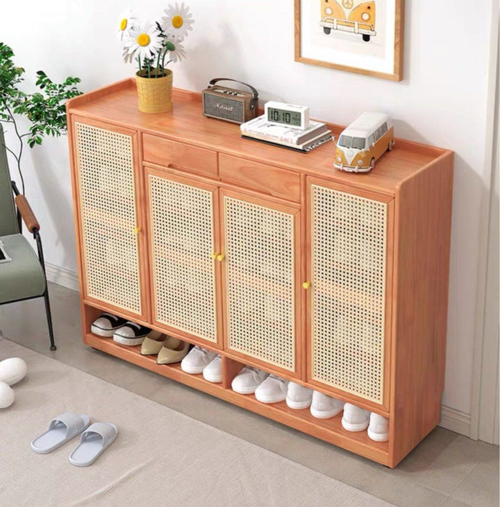 SONJA Japandi Rattan Shoe Cabinet