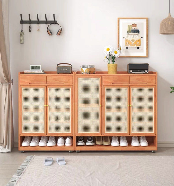 SONJA Japandi Rattan Shoe Cabinet