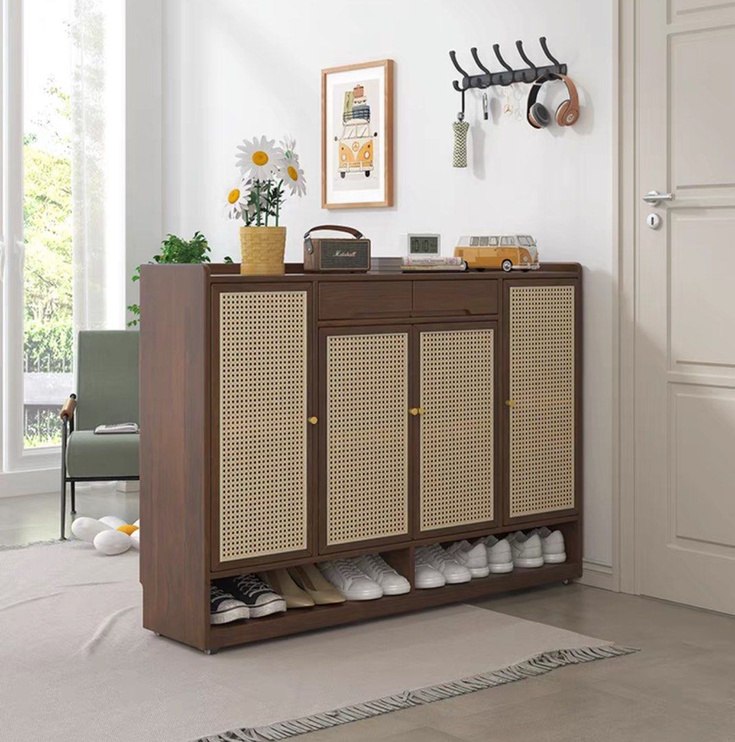 SONJA Japandi Rattan Shoe Cabinet