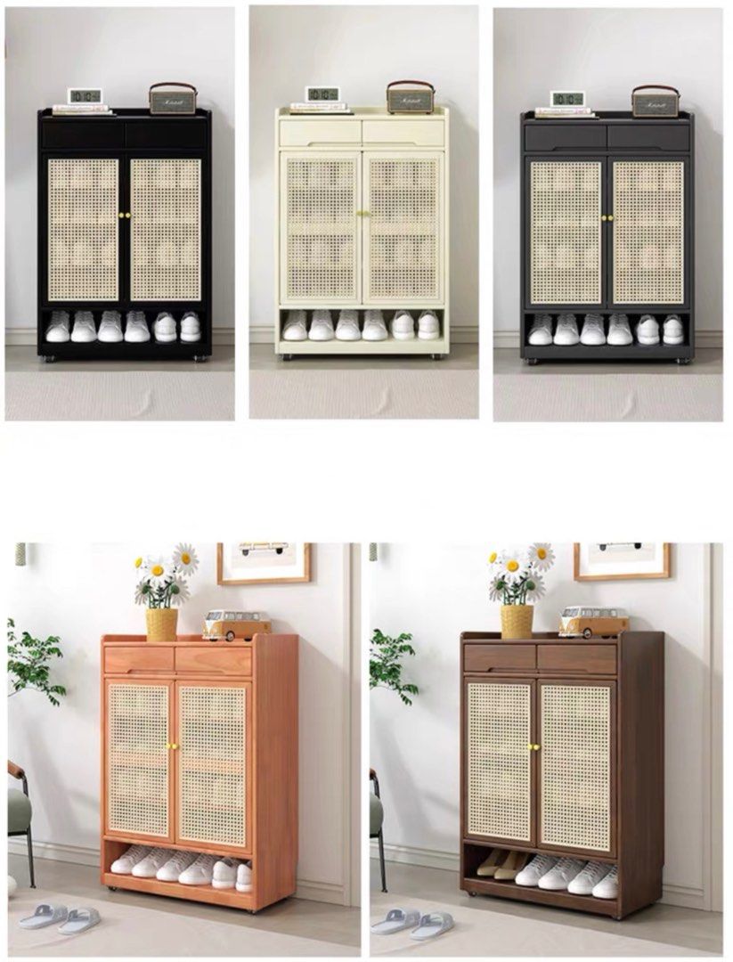 SONJA Japandi Rattan Shoe Cabinet