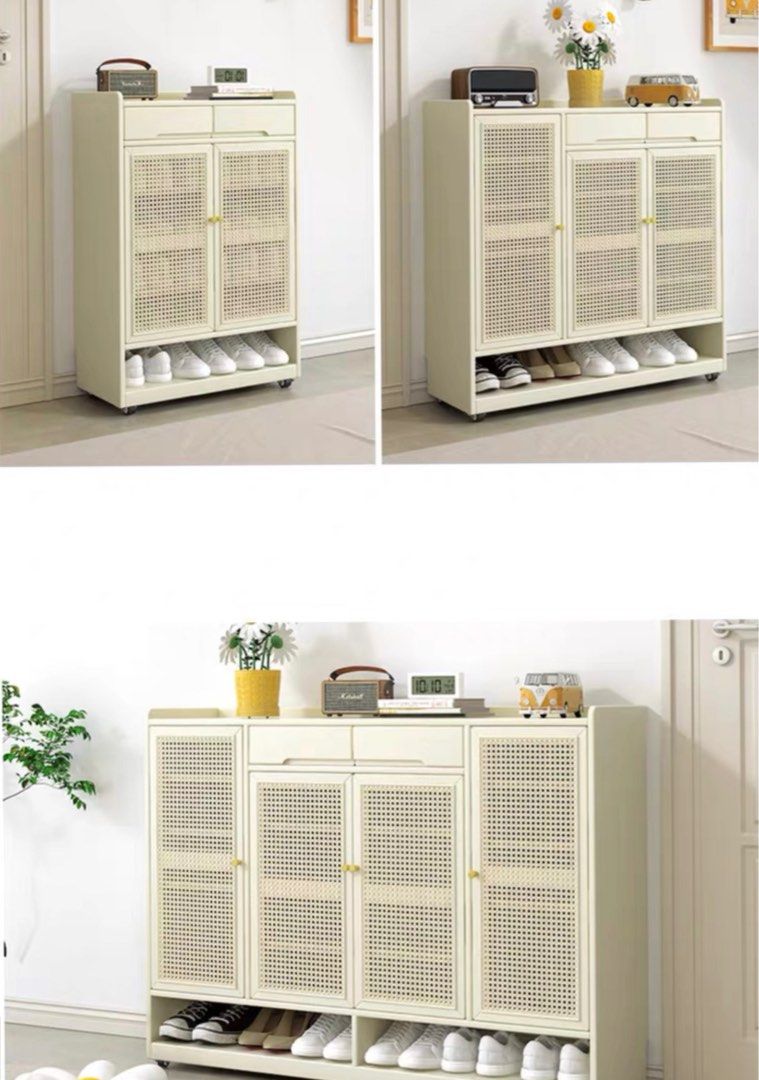 SONJA Japandi Rattan Shoe Cabinet