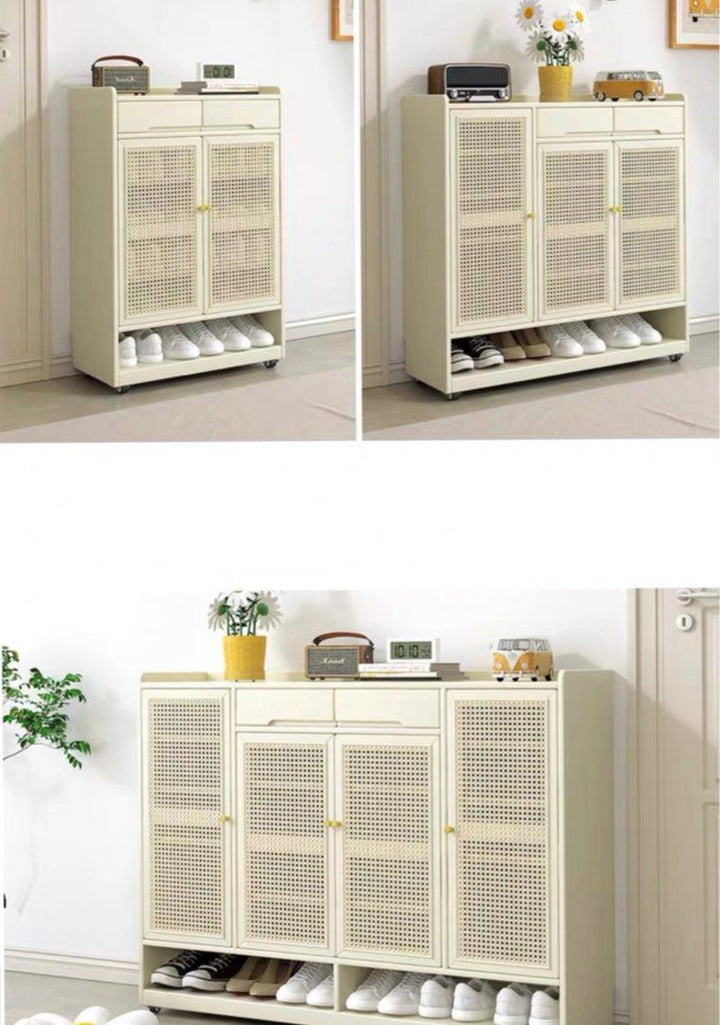 SONJA Japandi Rattan Shoe Cabinet