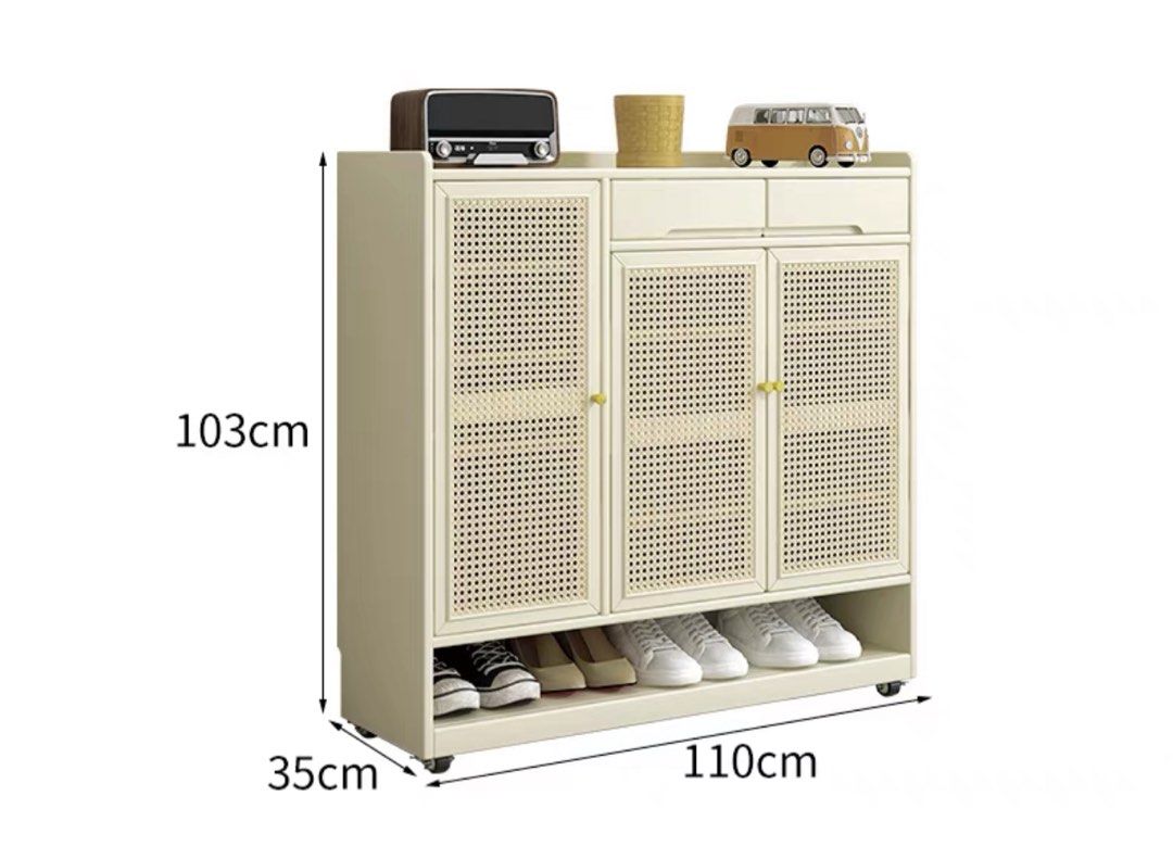 SONJA Japandi Rattan Shoe Cabinet