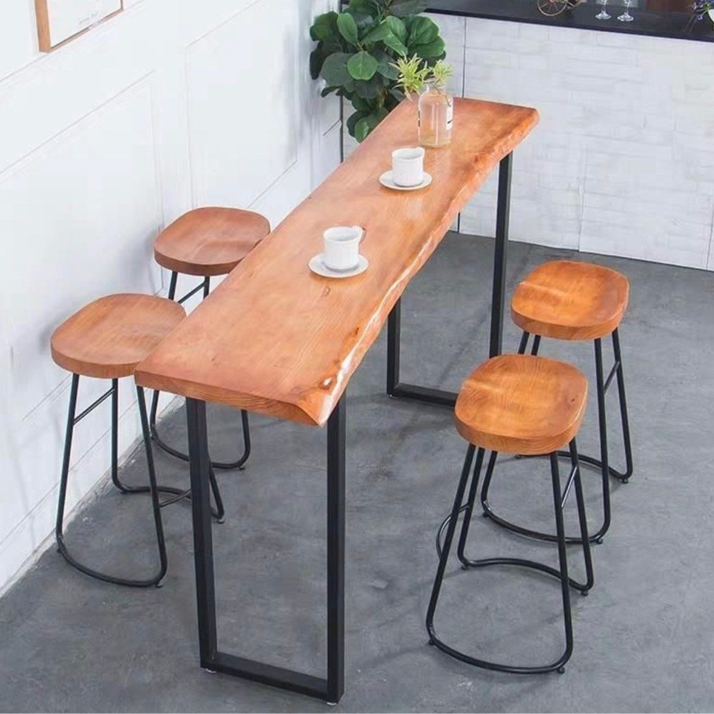 CALFERS Rustic Wooden Bar Table & Stool