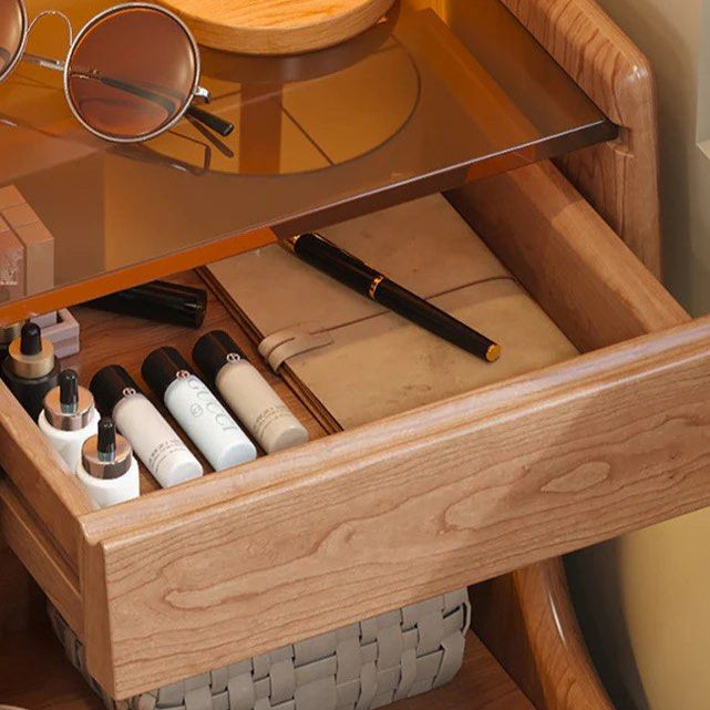 SUKRE Modern Solid Wood Nightstand With Wheels