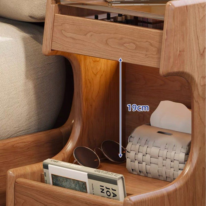 SUKRE Modern Solid Wood Nightstand With Wheels