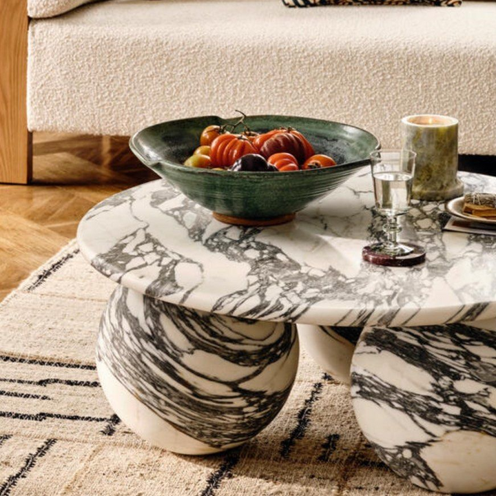CRESLY Modern Round Marble Coffee Table